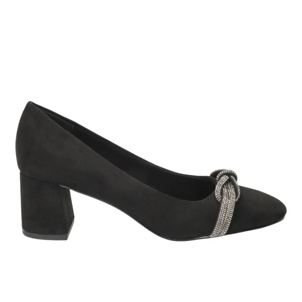 NWT Bella Vita Marigold Jewel Knot Square Toe Pumps - Black Suede